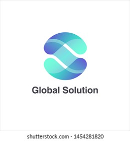 Vector logo design template for business. Letter S. Global solution