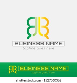 Vector logo design template for business, company, association, application with futuristic color. Green Yellow Double B Letter sign with flipped one