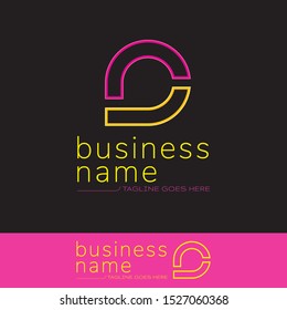 Vector logo design template for business, company, association, application with futuristic color. Purple Yellow Abstract Sign