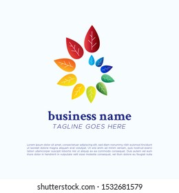 Vector logo design template for business, company, association, application, icon or button with futuristic color. Colorful circle leaves with Bright gradient color