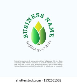 Vector logo design template for business, company, association, application, icon or button with futuristic color. Green Anthers or pistil