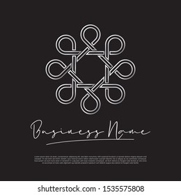 Vector logo design template for business, company, association, application, icon or button with futuristic color. Gradient Silver Octagonal Outlined Shape 