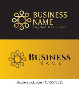 Vector logo design template for business, company, association, application, icon or button with futuristic color. Gradient Golden Octagonal Shape. Luxury Royal