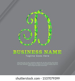 Vector logo design template for business, company, association, application, icon or button. Green Foliage Letter D Logo Template