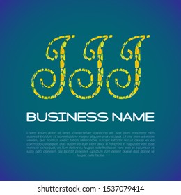 Vector logo design template for business, company, association, application, icon or button with futuristic color. Foliage Script Font Initial Letter triple I with blue background