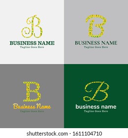 Vector logo design template for business, company, association, application, icon or button with futuristic color. Script Font Initial Letter B