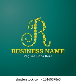 Vector logo design template for business, company, association, application, icon or button with futuristic color. Script Font Initial Letter R