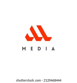 Vector logo design template for business. Media symbol. Letter M.