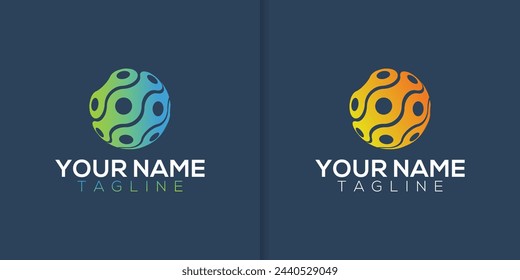 Plantilla de diseño de logotipo vectorial para negocios. Icono tecnológico mundial.