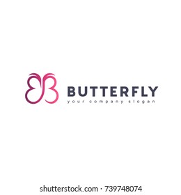 Vector logo design template. Butterfly sign.