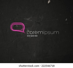 Vector logo design template with clean modern neon speech bubble on dark background