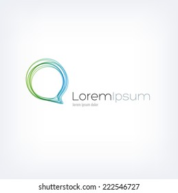 Vector logo design template with clean modern neon speech bubble
