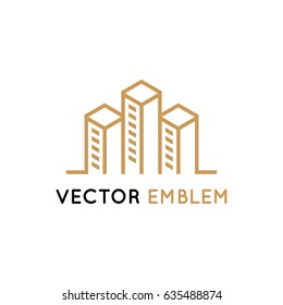 Vector logo design template in clean, simple and minimal style - architecture and building sign - skyscraper illustration - business, investment and corporate company concept