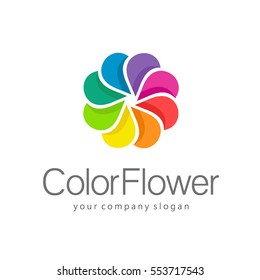 Vector logo design template. Color Flower