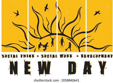 Vector logo design template. Colorful abstract happy people in circle shape. Concept for social network, team work, partnership, friends, business cooperation, playing kids, illustration for t-shirt.