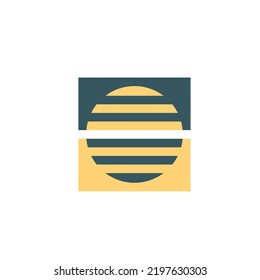Vector logo design template. Colorful doodle sun. Design concept for ecology, environment, travel agency, tropical resort, hotel beach, spa. Summer vacation symbol.