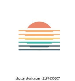 Vector logo design template. Colorful doodle sun. Design concept for ecology, environment, travel agency, tropical resort, hotel beach, spa. Summer vacation symbol.