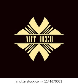 Vector logo design template concept in Art Deco style . Geometrical badge. Emblem for fashion, beauty and jewelry industry