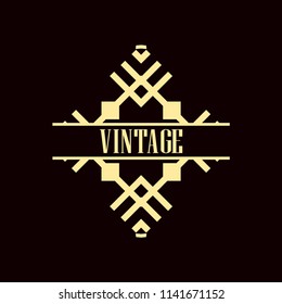 Vector logo design template concept in Art Deco style . Geometrical badge. Emblem for fashion, beauty and jewelry industry