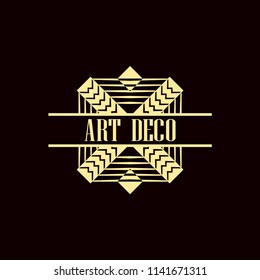 Vector logo design template concept in Art Deco style . Geometrical badge. Emblem for fashion, beauty and jewelry industry