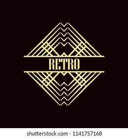 Vector logo design template concept in Art Deco style . Geometrical badge. Emblem for fashion, beauty and jewelry industry