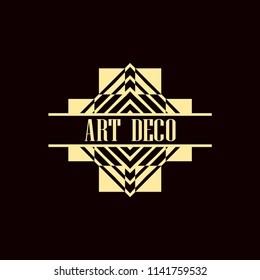 Vector logo design template concept in Art Deco style . Geometrical badge. Emblem for fashion, beauty and jewelry industry