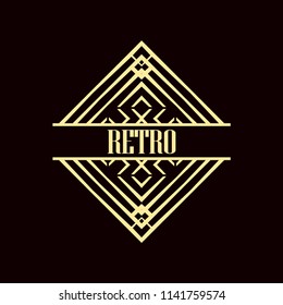 Vector logo design template concept in Art Deco style . Geometrical badge. Emblem for fashion, beauty and jewelry industry