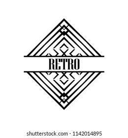 Vector logo design template concept in Art Deco style . Geometrical badge. Emblem for fashion, beauty and jewelry industry