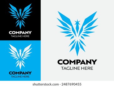 Plantilla de diseño de logotipo de Vector. Corporativa símbolo de identidad. Signo de negocio. Logotipo de negocio Wings. Logo de borde afilado