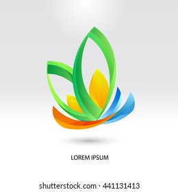 Vector Logo Design Template. Creative Symbol with leaves.