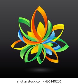 Vector Logo Design Template. Creative Symbol with leaves.