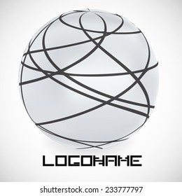 Vector Logo Design Template . Curved Lines in Sphere Form . Business Icon. 