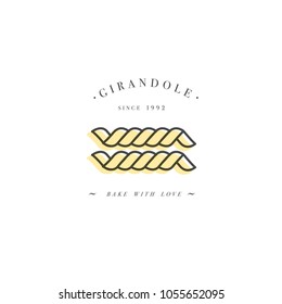 Vector logo design template and emblem or badge. Italian pasta - girandole. Linear logos