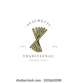 Vector logo design template and emblem or badge. Italian pasta - spaghetti. Linear logos