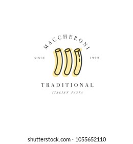 Vector logo design template and emblem or badge. Italian pasta - maccheroni. Linear logos