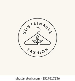 Vector Logo Design Template And Emblem In Simple Line Style - Sustainable Fashion Badge 