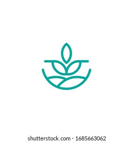Vector logo design template and emblem made with leaves and flower - badge for yoga studios, holistic medicine centers, natural cosmetics, handcrafted jewelry and organic food products EPS 10