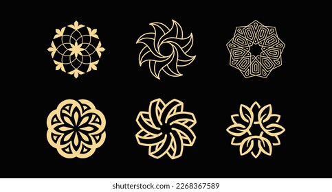 Vector logo design template and emblem  with petals and lines - luxury beauty spa concept - green badge for yoga studios, holistic medicine centers, natural and organic food products and packaging 