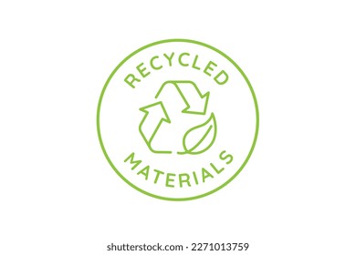 Vector logo design template and emblem in simple line style - recycled materials - badge for sustainable made products and clothes