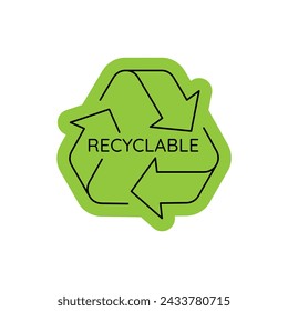 Vector logo design template and emblem in simple line style - recyclable materials - badge for sustainable made products and clothes