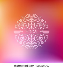 Vector logo design template and emblem made with leaves and flowers -  beauty and spa - badge for yoga classes, holistic centers, natural cosmetics - meditation and health concept