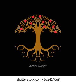 Vector logo design template and emblem made with leaves and flowers - luxury beauty spa concepts - natural badge for cosmetics,circle tree emblem
