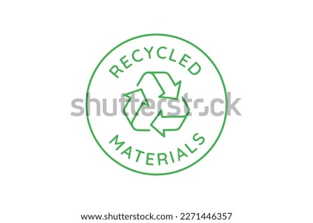 Vector logo design template and emblem in simple line style - recycled materials - badge for sustainable made products and clothes [[stock_photo]] © 