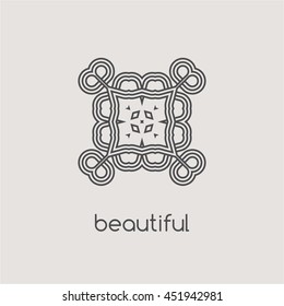 Vector logo design template and emblems in trendy linear style. Stylish monochrome logo on a gray background.