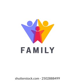 Vorlage für Vektorlogo-Design. Abstraktes Familiensymbol. Teamarbeit.