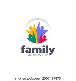 Vorlage für Vektorlogo-Design. Abstraktes Familiensymbol. Teamarbeit.