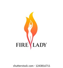 Vector logo design template. Fire Lady sign.