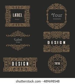 Vector logo design template,  floral frame, line art style, emblem for package, beauty and jewelry industry