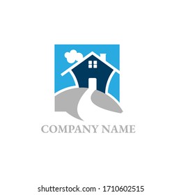 Vector logo design template of forest and house that made from a simple scratch. Building vector silhouette. Vector logo illustration