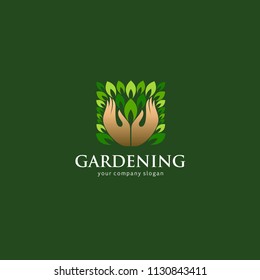 Vector logo design template for gardening and organic food, vegetarian, a healthy food.